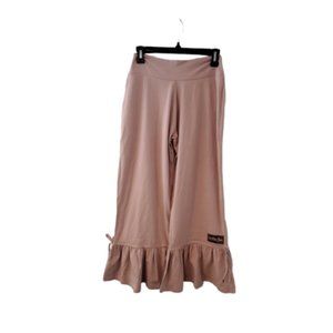 Matilda Jane M Sphynx Big Ruffle pants neutral taupe knit cropped GUC
